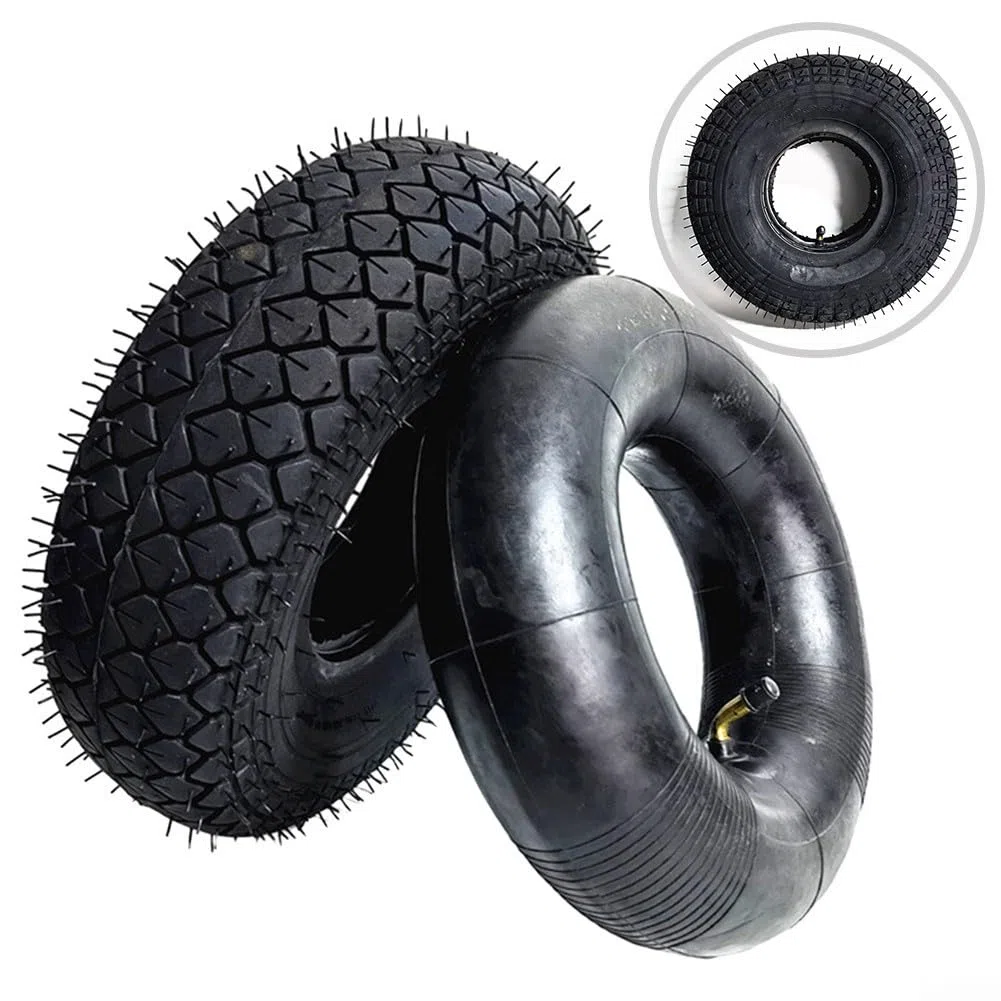 12 Zoll 4.00-5 Reifen Set mit Schlauch und Außenreifen für Buggy für Bike Elektro Scooter robustes Gummimaterial schwarz geeignet für Luftbereifung im Außenbereich Ersatzteil