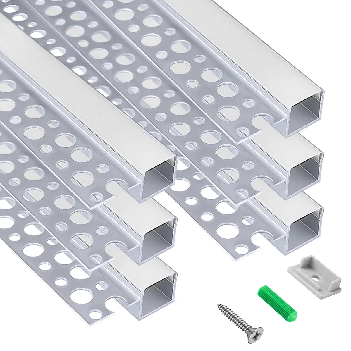 inShareplus LED Trockenbauprofil, 3,3 ft/1 m, 6er-Pack Aluminiumkanal mit milchiger Abdeckung; 13mm trimless LED-Strip-Diffusor für Unterbau, Regal, Wand, Tisch, Decke und Ecken(Retrofit)