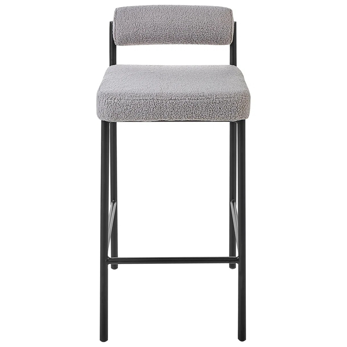 Beliani Barstuhl 2er Set Bouclé grau niedrige Lehne Metallgestell Fußstütze Retro Amaya