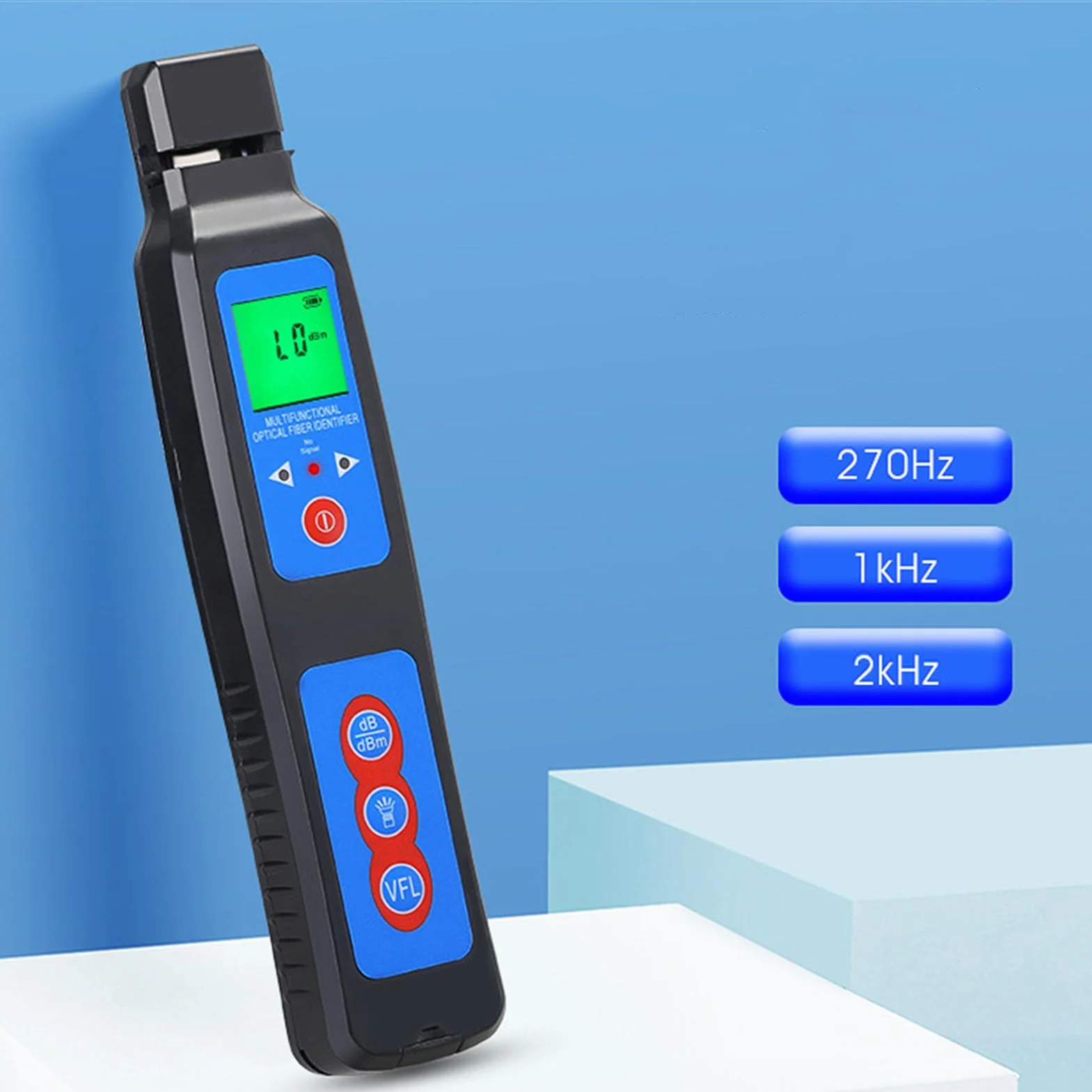 Fockety Live Fiber Identifier mit VFL und Leistungsmesser, 800-1700nm Rotlichtquelle 10km Reichweite 270Hz 1KHz 2KHz Glasfasertester, Glasfaserdetektor Fiber Traffic Identifier