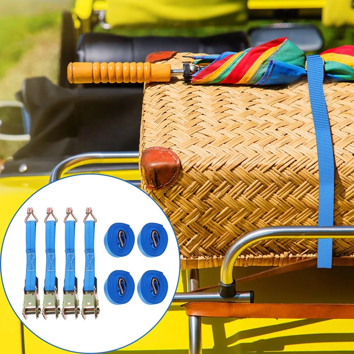 4 Stück Ladungsspanngurt mit Ratsche aus Polyester und Stahl für Sichere Befestigung von Paddle Boards und Surfboards bei Reisen und LKW Einsätzen Zufällige Farbe