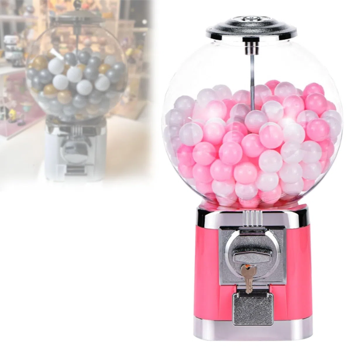 Kapselautomat, Kapsel-Gumball-Verkaufsautomat, SüßIgkeitenautomat, Ohne BäLle Und MüNzen, FüR 3,2 cm GroßE Kugeln, für Zuhause, SpielwarengeschäFte. Pink