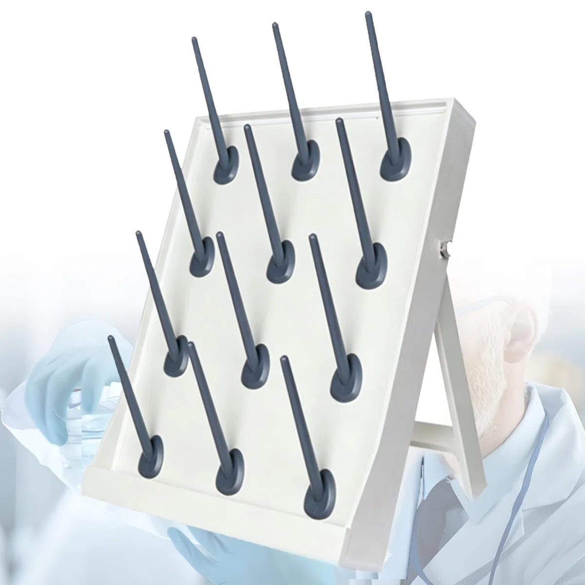 Abtropfgestell für Laborgläser, mobiles Abflussgestell mit abnehmbaren Tropfstangen, 9,5 cm Stangenabstand, 12/20/24 Herings-Optionen, tragbarer Glaswarenhalter für Reagenzgläser, Flaschen