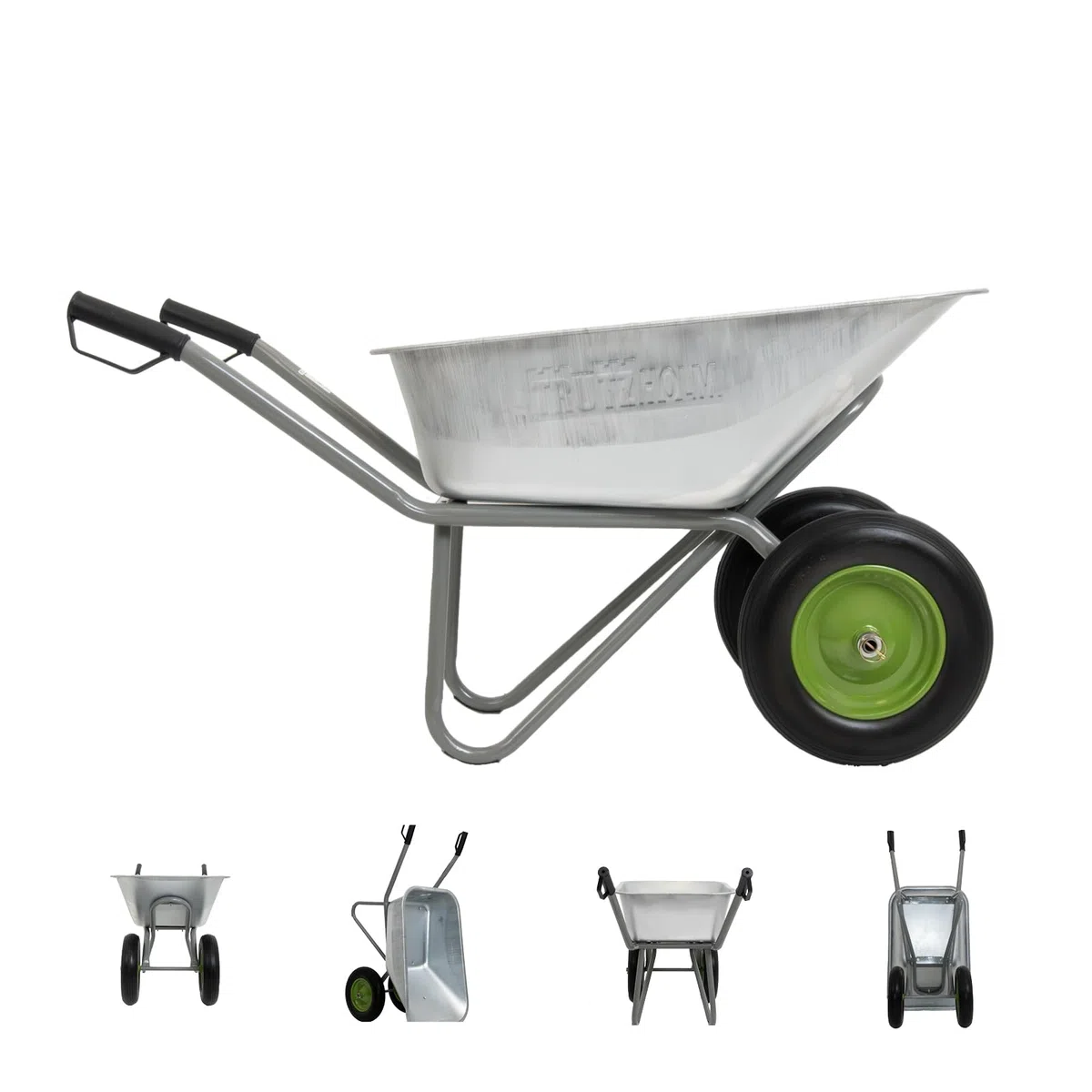 TRUTZHOLM 2-Rad Schubkarre 150L 150kg | stabile Gartenkarre Baukarre kippsicher | verzinkte Wanne | pannensichere PU-Räder | pulverbeschichteter Stahlrahmen | Sicherheitsgriffe | Zweirad