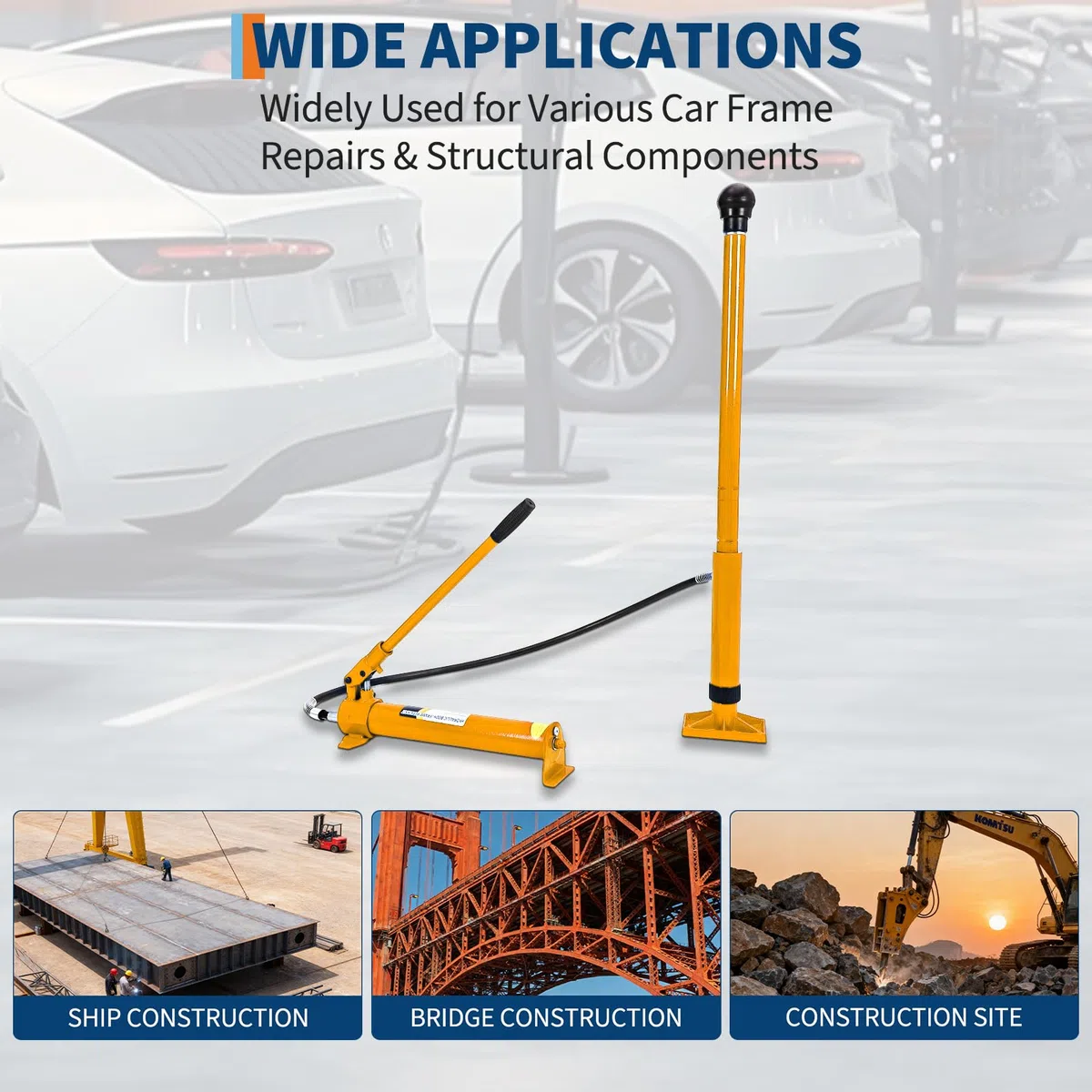 Porta Power Hydraulik-Kit 12 Tonnen mit Handpumpe & 1,4m Ölschlauch – Vielseitiges Aufsatz-Set für Karosserie-Richtarbeiten & Rahmeninstandsetzung – Für Auto, LKW, Werkstatt, Landwirtschaft