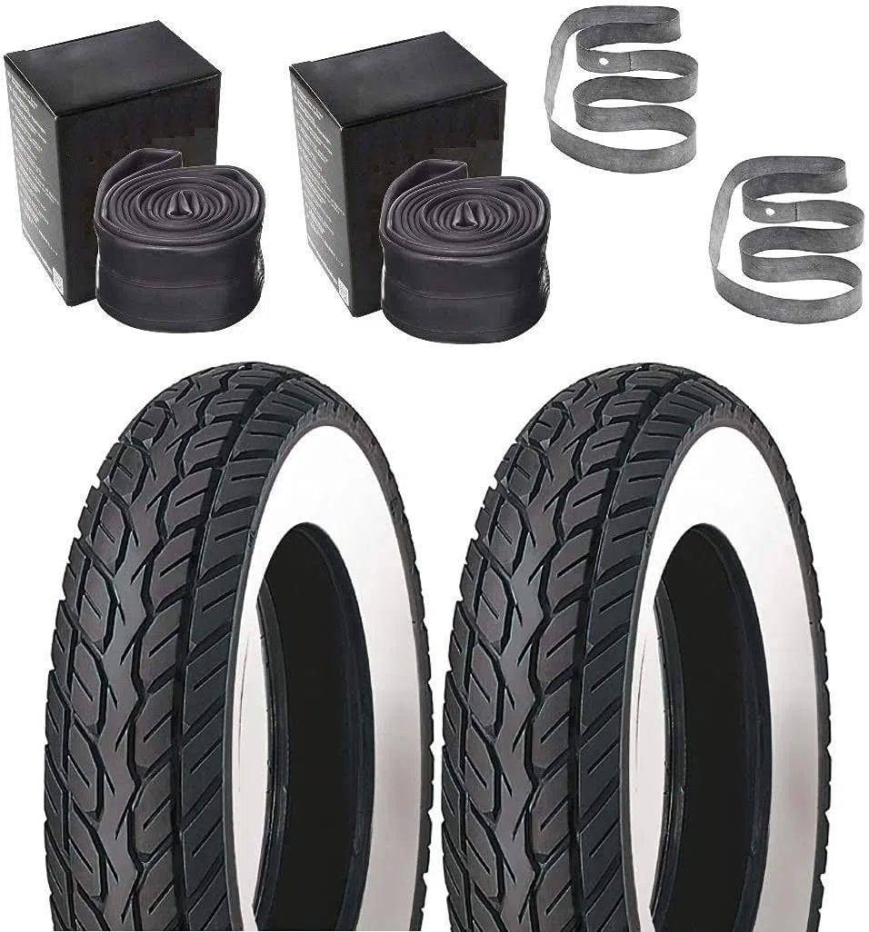 Weißwand Reifen Satz Schlauch Felgenband 100/100 R2.75 für Zündapp Hercules Kreidler
