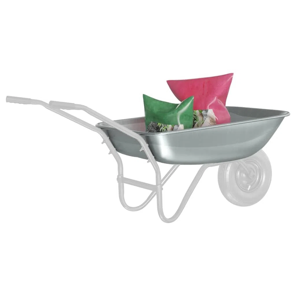 Metall Schubkarren Tray Silber 80 x 60 x 25 cm Stahl Schubkarrenschaufel Ersatz für Gartenarbeit