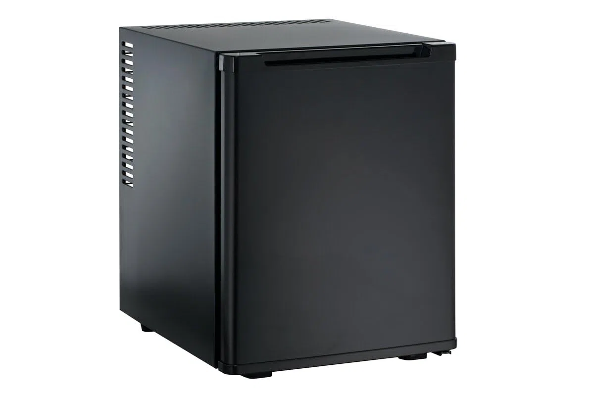 GastroHero Minibar ECO 32 Hotel Minikühlschrank 32 Liter Getränkekühlschrank leiser Hotelkühlschrank LED Innenbeleuchtung thermoelektrische Kühlung +5 bis +8 °C Schwarz