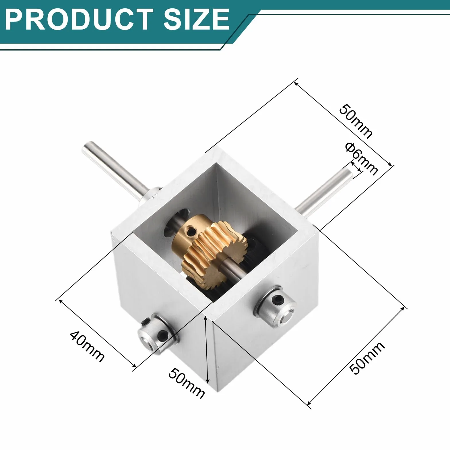 QUARKZMAN Getriebe 90 Grad Rechtwinkliges Schneckengetriebe 1:20 Untersetzungsgetriebe 1 Modul 20 Zähne Schneckenrad Aluminiumrahmen Einfaches DIY Modul Mit 6mm Welle 100x100x50mm(LxBxH)