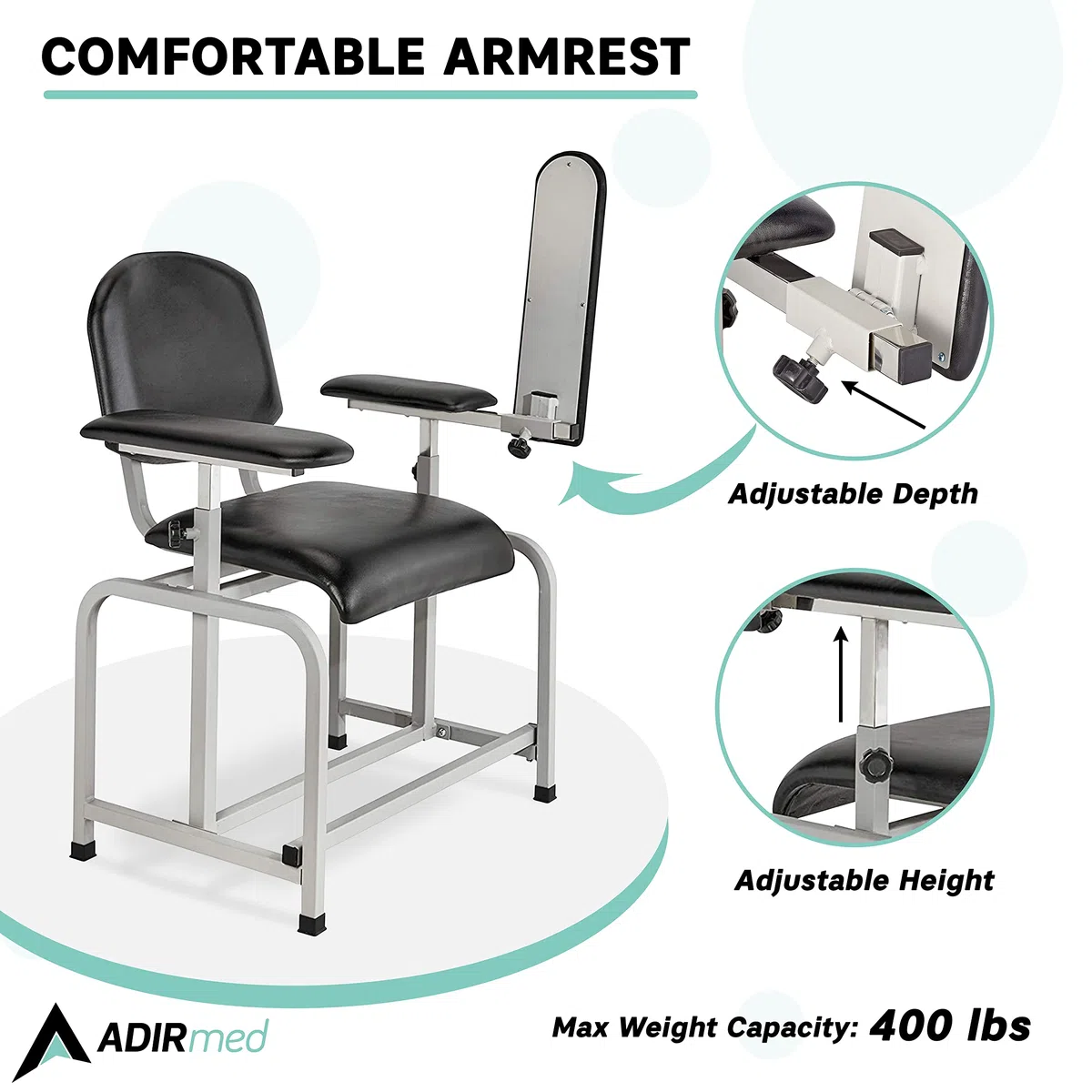 AdirMed Padded Blut Zeichnung Chair (Schwarz)