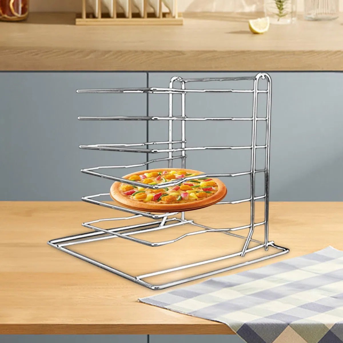 Milageto Pizza Rack Ständer, Kühlregal, Mehrzweck-Lagerregal Pizzaständer Küche Organisation Regal für Pizzerien, Picknicks, Camping, Party, Hotel, 6 Schichten