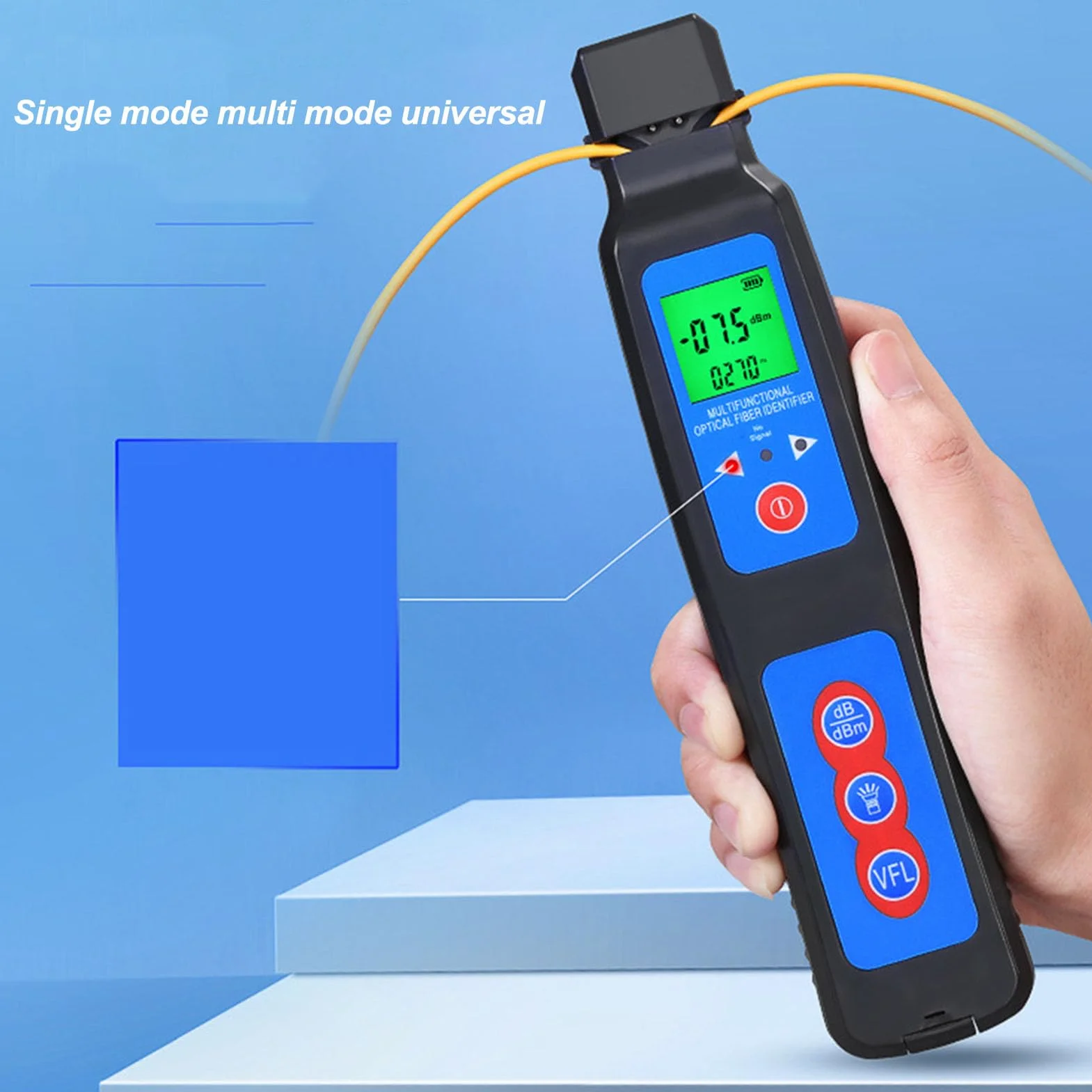 Fockety Live Fiber Identifier mit VFL und Leistungsmesser, 800-1700nm Rotlichtquelle 10km Reichweite 270Hz 1KHz 2KHz Glasfasertester, Glasfaserdetektor Fiber Traffic Identifier
