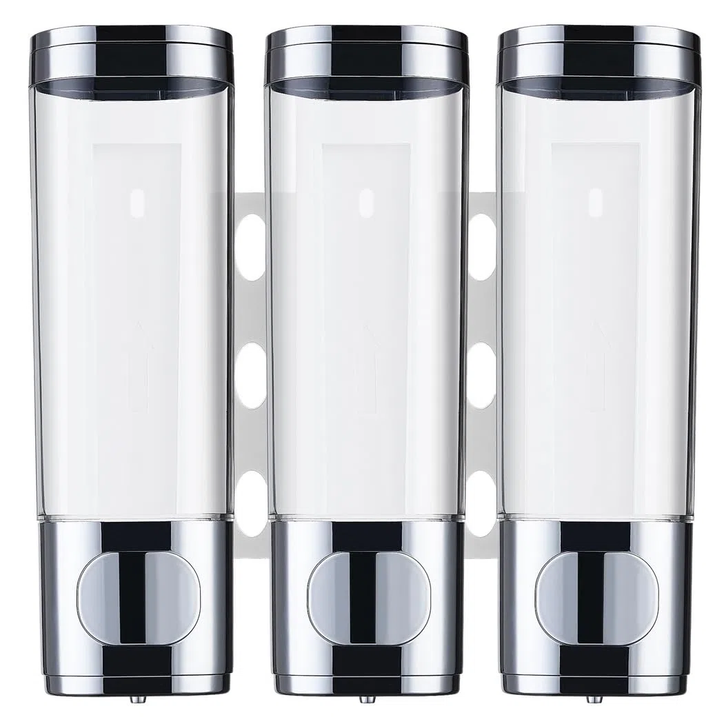 3-Kammer-Wandseifenspender, 3-Fach Duschseifenspender zur Wandmontage, 30 oz Spender für Shampoo, Conditioner, Duschgel und Handseife, ohne Bohren, mit 3 Pumpköpfen für Bad und Dusche