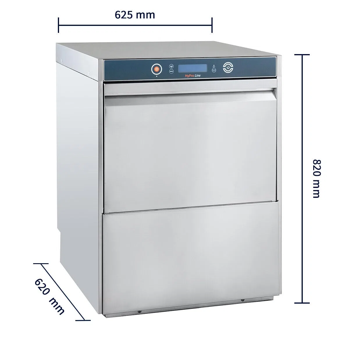 Geschirrspülmaschine HYPRO-GSM54SLE | Korb 50×50 cm | Gastro Geschirrspüler | Reiniger- & Klarspüldosierer | Ablauf- & Drucksteigerungspumpe | Enthärter | 400 V | Edelstahl | Made in Europe