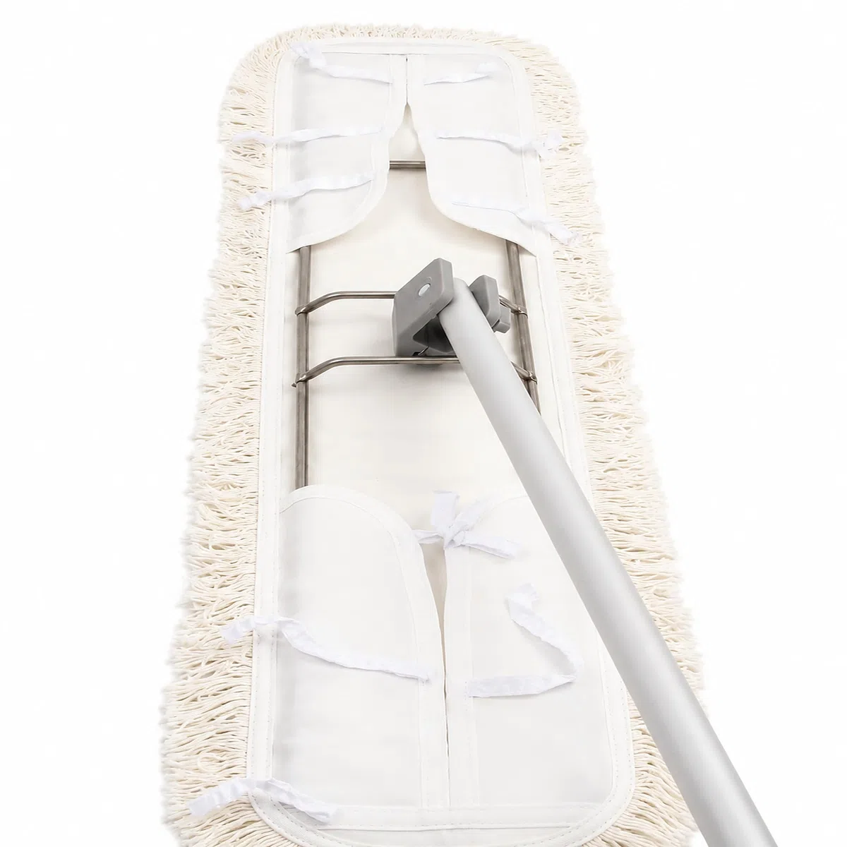 Wischmop-Set 160 cm, Profi Bodenwischer Edelstahl für Parkett | Edelstahlhalter und Baumwollmop aus deutscher Fertigung fuer Turnhallen und Tanzschulen. Ideal zur Trocken- und
