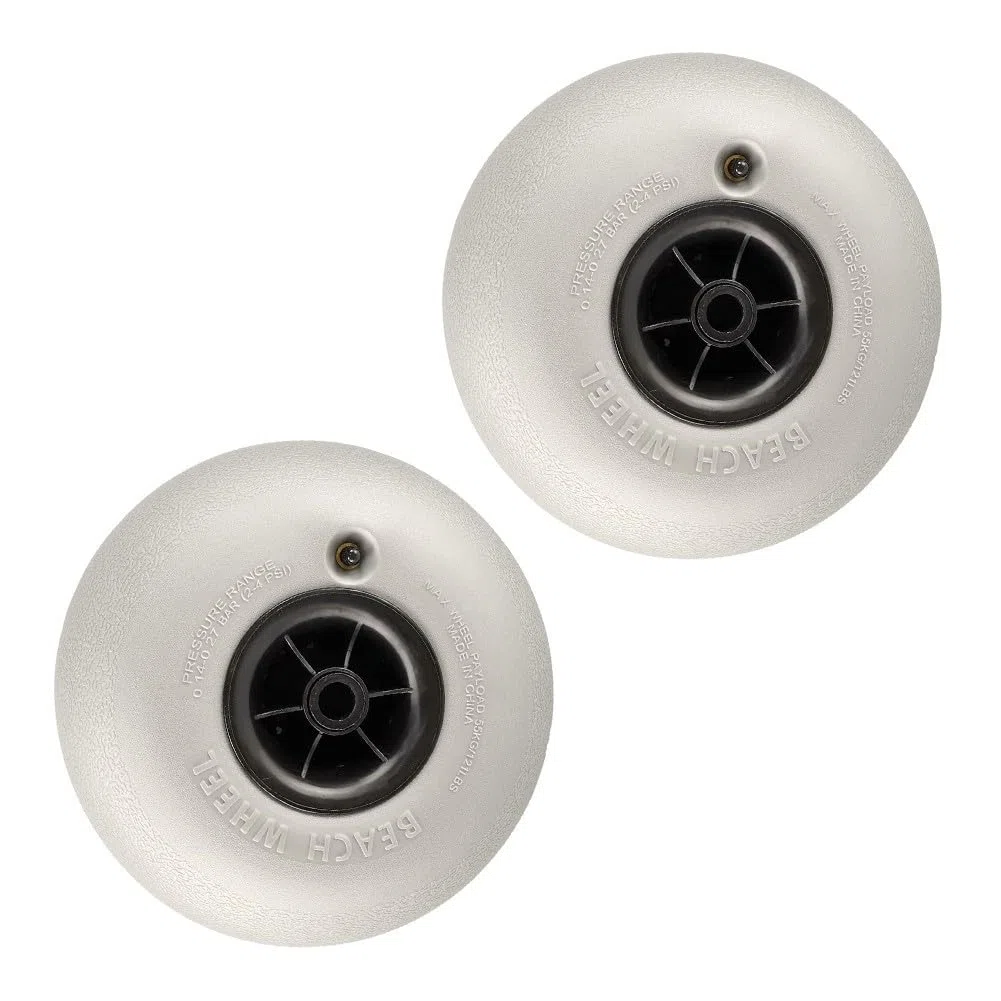2 x Strandballon-Räder, 30,5 cm PVC-Trolleyreifen mit 180 mm Breite für Sand-Campingwagen, graue Ersatzräder, 296 x 180 x 10,5 mm