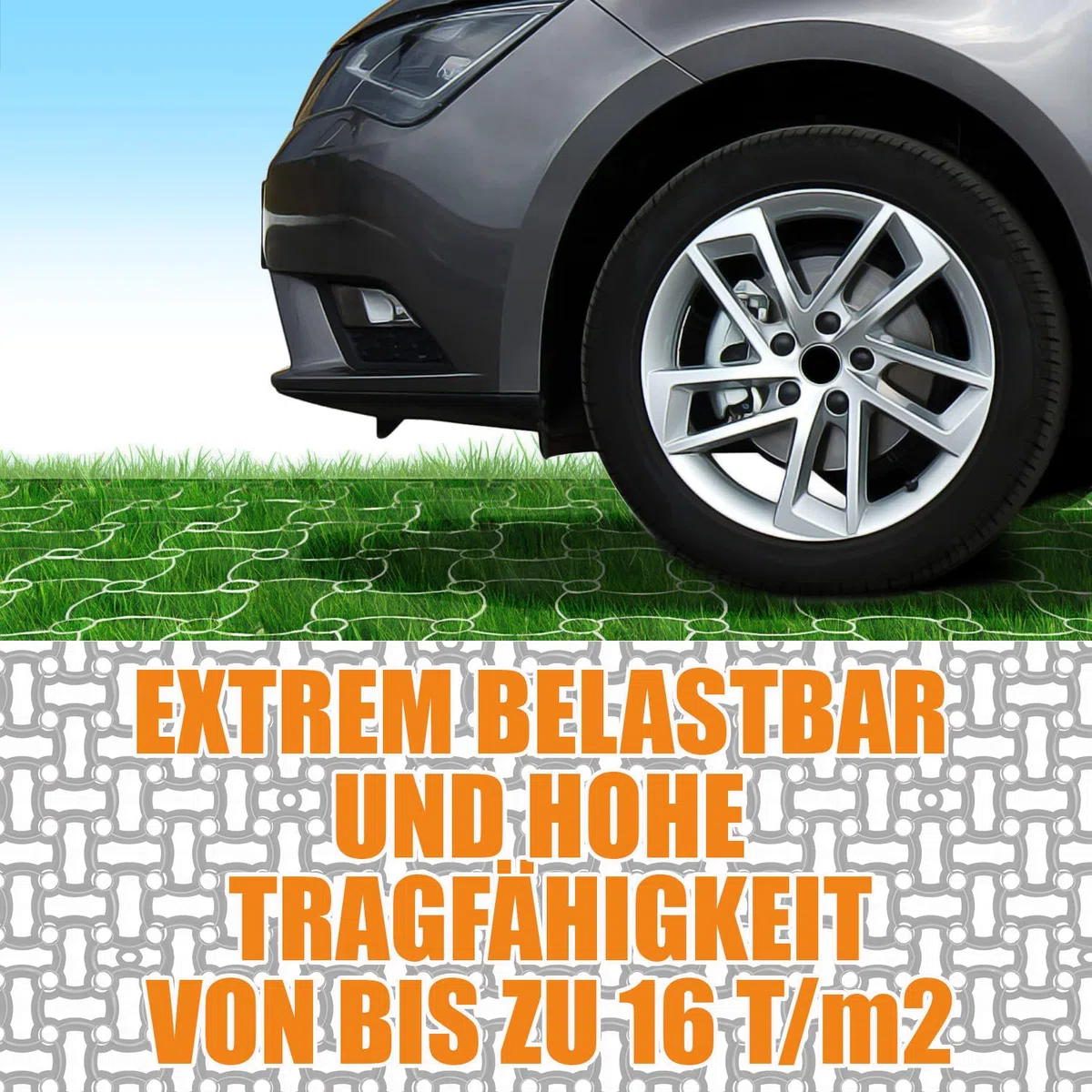 BigDean Rasengitter Kunststoff 100 Stück a 50 x 50 x 4 cm - 16 t/m² belastbar & befahrbar Paddockplatten in grün (25 m²)