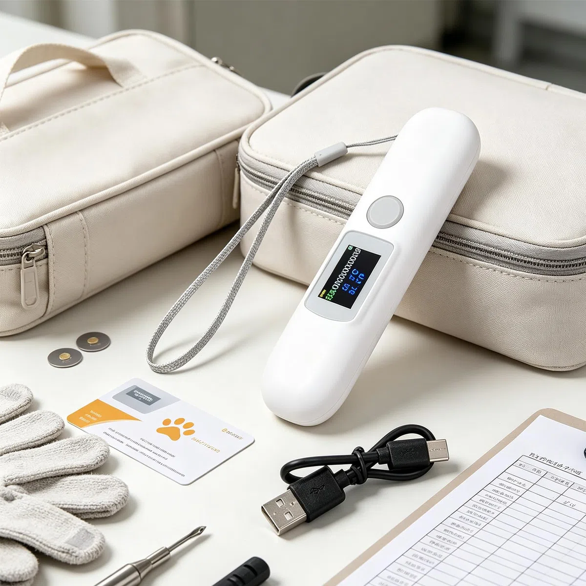 PET-Mikrochip-Scanner, Animal-Tag-Leser mit 1,14 "Farbbildschirm und Temperaturüberwachung, FDX-B für Haustiere kompatibel