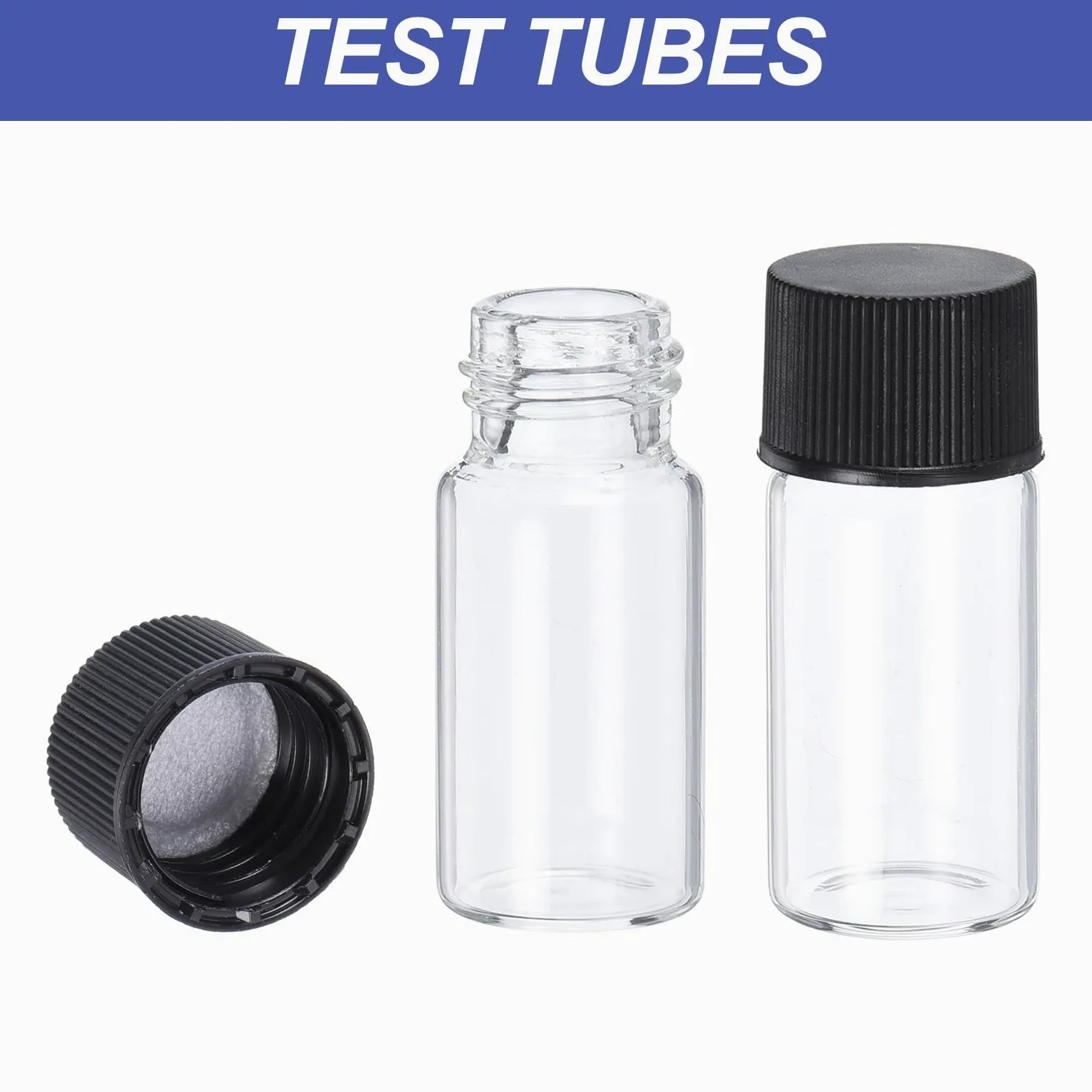 PATIKIL 5 ml klare leere Glasfläschchen, 500 Stückung Probefläschchen mit Schraubverschluss Reagenzglas mit 10 Tropfpipetten und 5 Trichtern Auslaufsicheres Fläschchen für das Labor