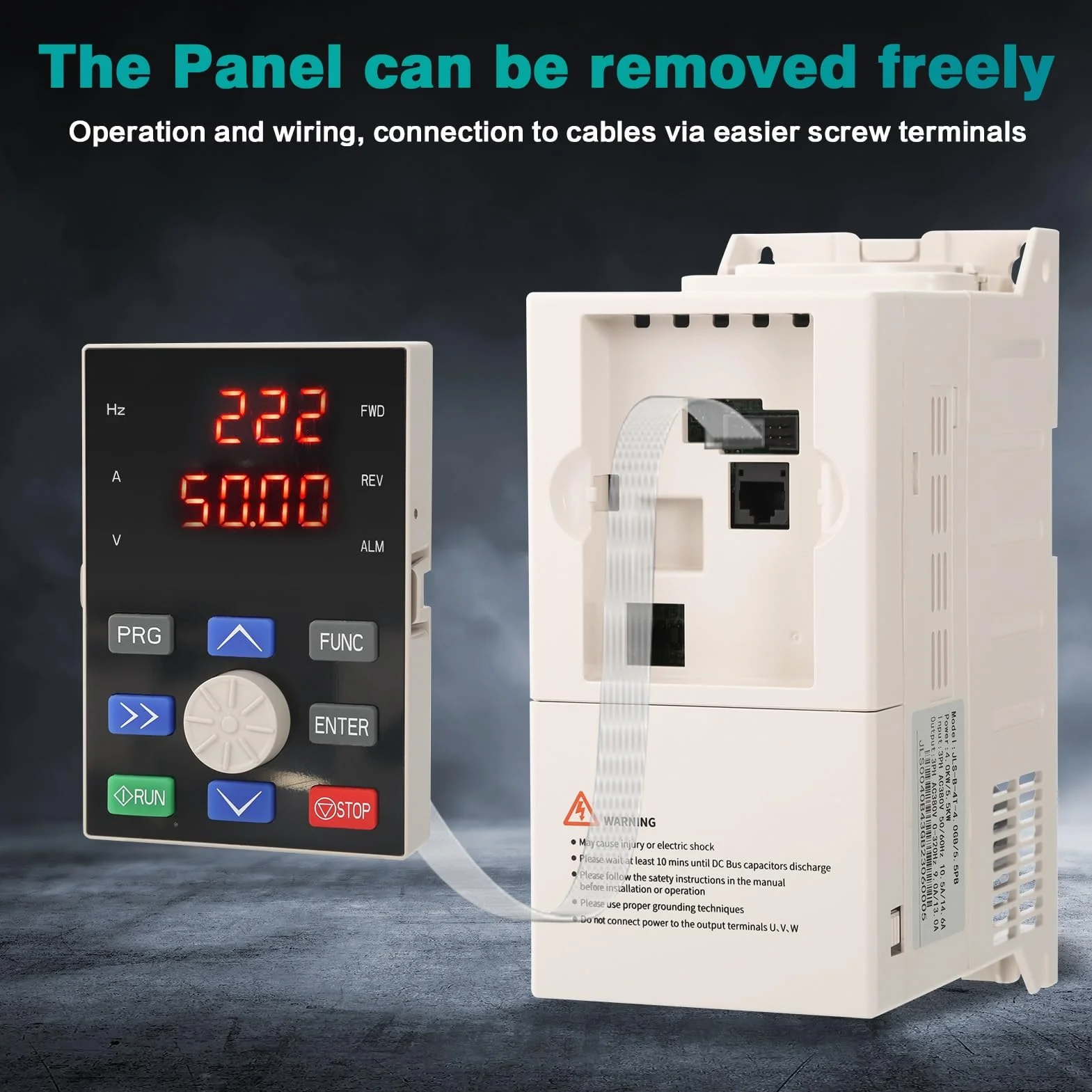 Frequenzumrichter 380V VFD Motordrehzahlregelung Drehzahlregler 380V Motor Dreiphasiger EIN und Ausgang CNC-Frequenzumrichter 4 kW mit 2 m Verlängerungskabel