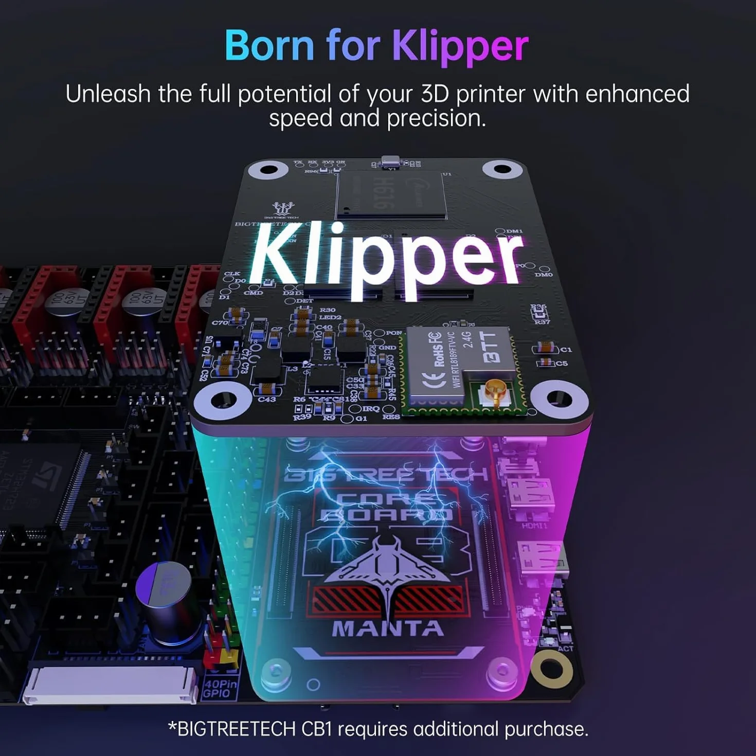 BIGTREETECH Manta M8P V2.0 Integrierte Steuerplatine 32Bit Running Klipper mit CB1, Hochgeschwindigkeits-3D-Drucker-Motherboard, Kompatibel TMC5160T Plus, TMC5160, TMC2209, TMC2240 Stepper-Treiber