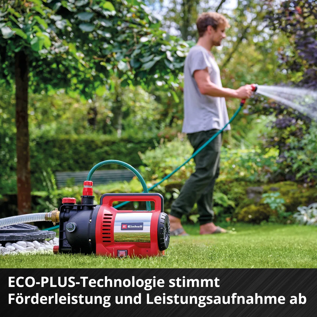 Einhell Gartenpumpe GC-GP 1170 ECO PLUS (max. 7000 L/h Fördermenge, max. 50 m Förderhöhe, ECO PLUS Technologie, Wasserablassschraube, inkl. Universaladapter 33,3 mm)