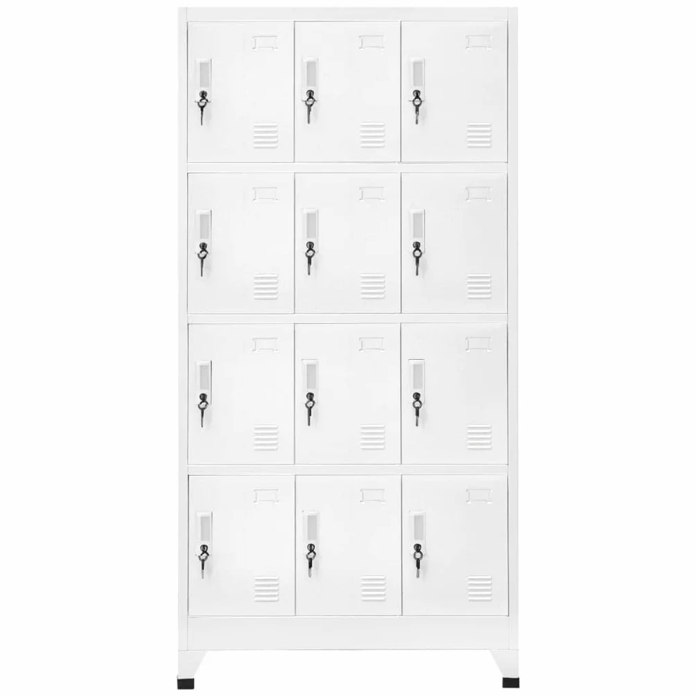 vidaXL Umkleideschrank mit 12 Fächern Lüftungsöffnungen Schließfachschrank Stahlschrank Schrank Wertfachschrank 90x45x180cm Grau Stahl