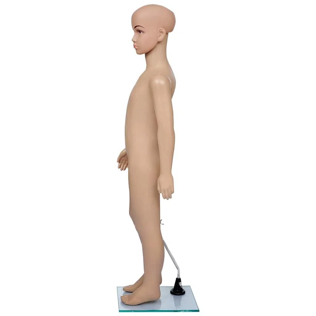 Schaufensterpuppe Kind 110 cm Ganzkörper Kinder-Mannequin beige für Mode Präsentation Kleidung Kinderbekleidung mit Glasplatte