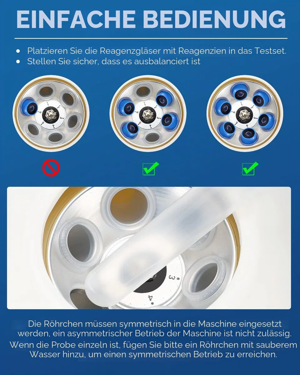 Mxmoonant Laborzentrifuge, 4000rpm, 6x20ml, 1790xg, 60min Timer, 4kg, φ245x215, geeignet für 20ml/15ml/10ml/5ml Teströhrchen, für Trennung von Proben, Qualitative Analyse (EU Stecker)