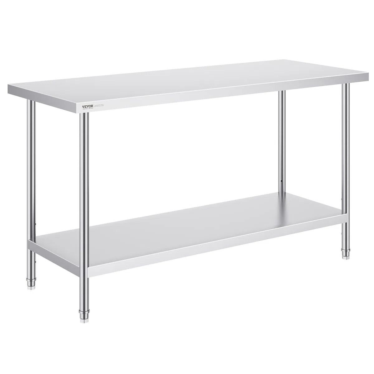 VEVOR Edelstahl Arbeitstisch Küche, Edelstahltisch mit 4 Universalrädern Rollen, Küchetisch für küchenvorbereitungsarbeit, 61 x 152 x 86 cm