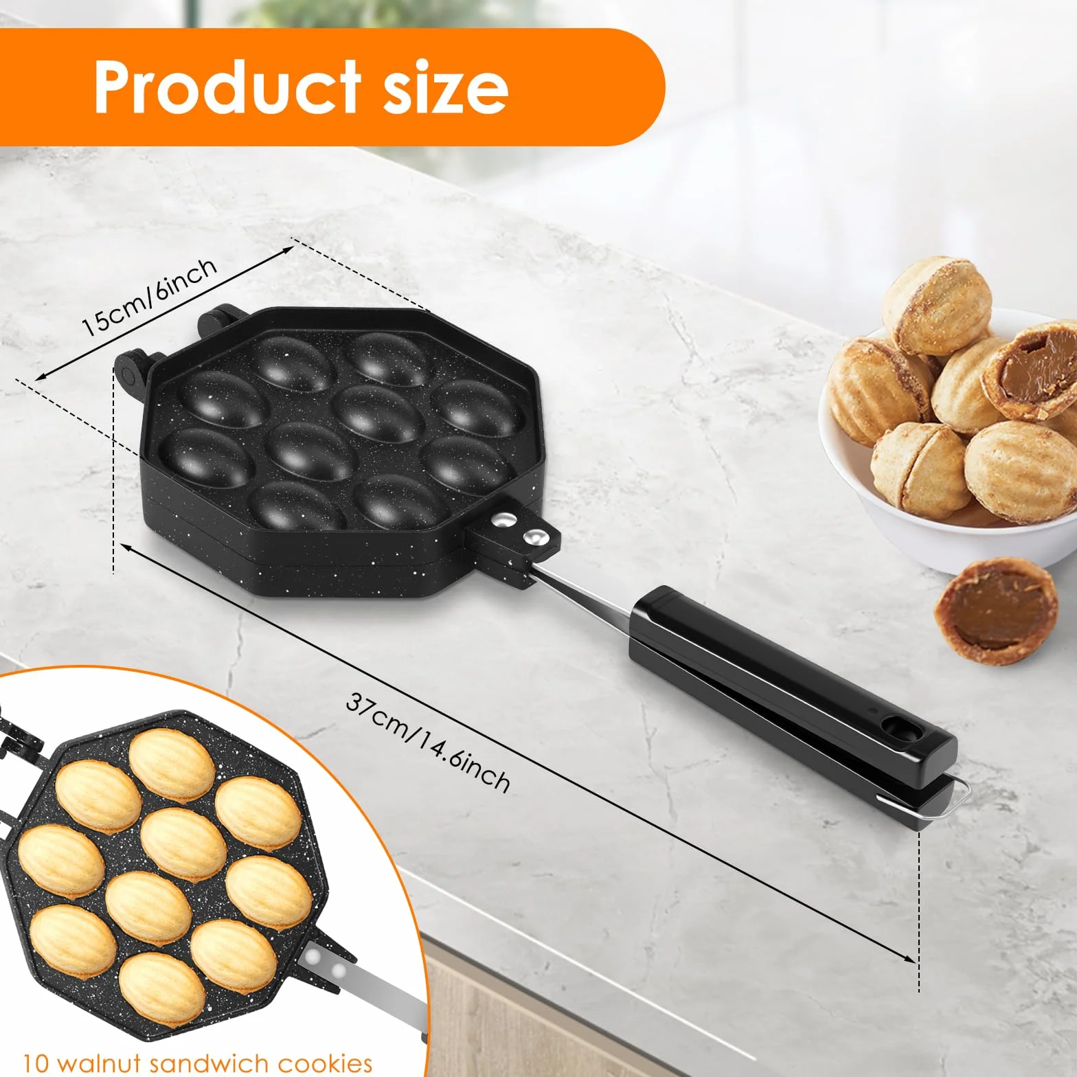 Backform aus Walnussholz, 10 Löcher, Aluminiumlegierung, zum Backen süßer russischer Kekse, langlebig und einfach zu bedienen, Ofenform für köstliche Leckereien