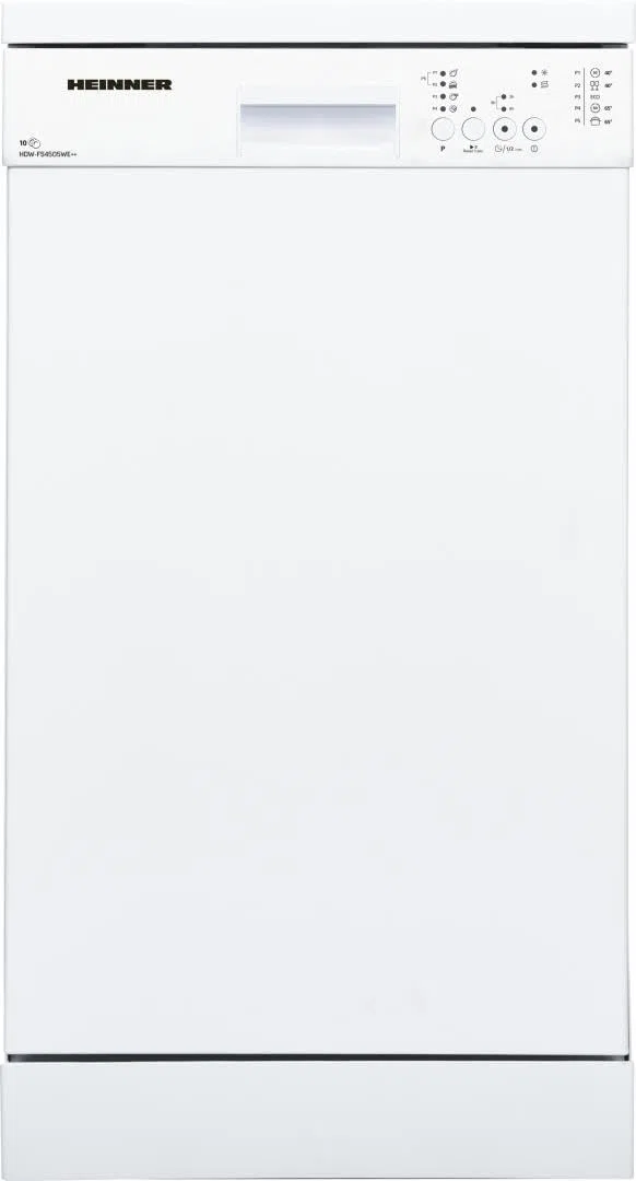 HDW-FS4505WE++ Einbau-Geschirrspüler – 45 cm, 9 Maßgedecke, 5 Spülprogramme inkl. Eco & Intensiv, LED-Display, Energieeffizienzklasse E, Leiser, Weißes, Vollintegrierbar – 5 Jahre Garantie