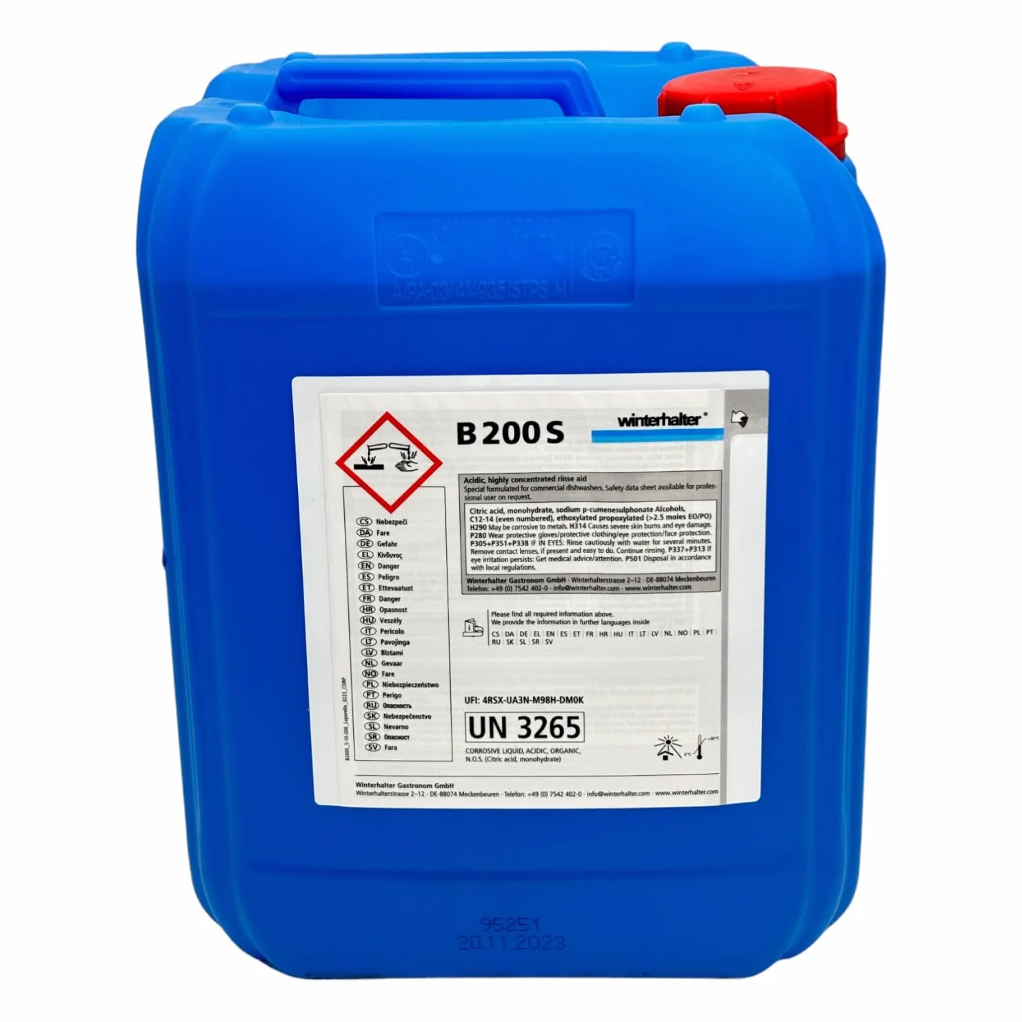 Winterhalter B 200 S Universal-Klarspüler, 10 Liter Kanister