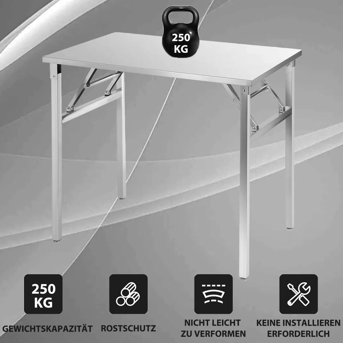 Edelstahl Küche Arbeitstisch Tisch,Folding Table 100x60cm, für Lebensmittelzubereitung Küche & Ablagefläche Multifunktionale Gastro Zubereitungstisch Grilltisch