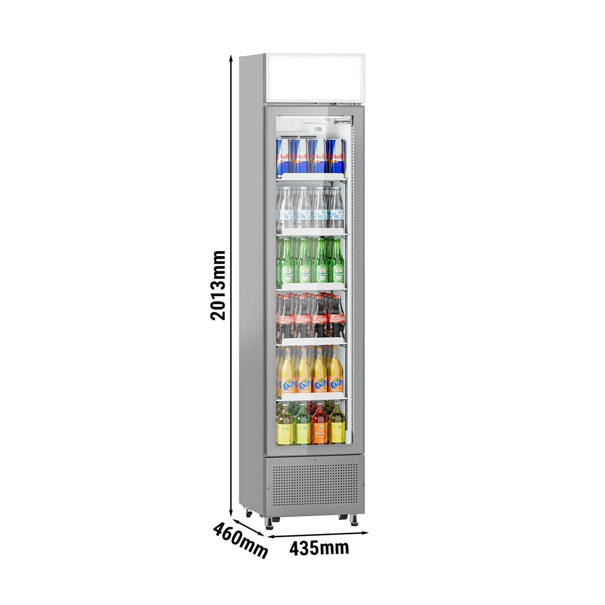 GGM Gastro | GK175UG | Getränkekühlschrank - 145 Liter - rahmenloses Design - mit 1 Glastür & Werbedisplay
