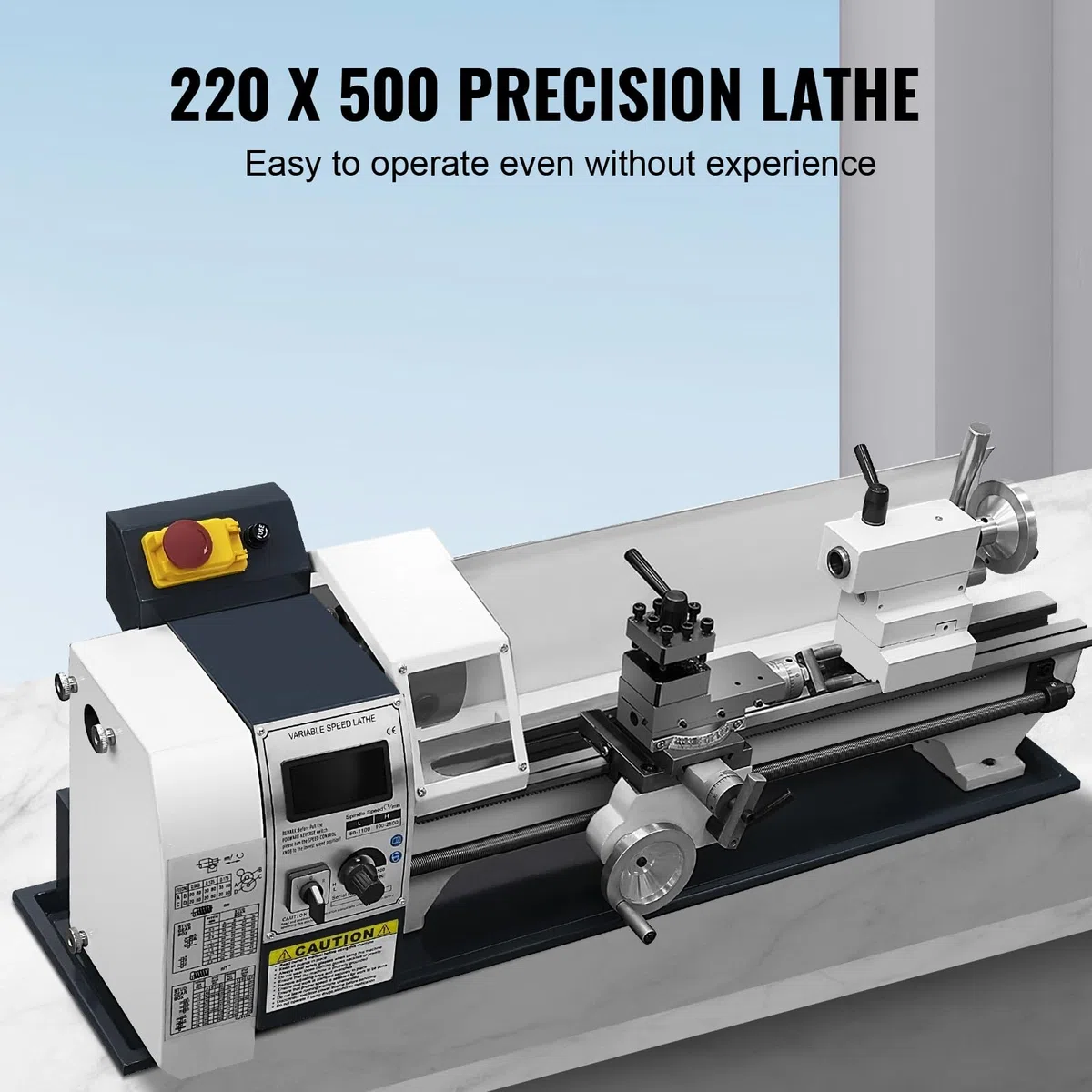 Metalldrehmaschine 220MMx500MM Mini-Tisch-Metalldrehmaschine 1500W Drehmaschine Tischdrehmaschine Bürstenlose Drehmaschine Variable Drehzahl 0-2500RPM für Metallbearbeitung Metal Lathe