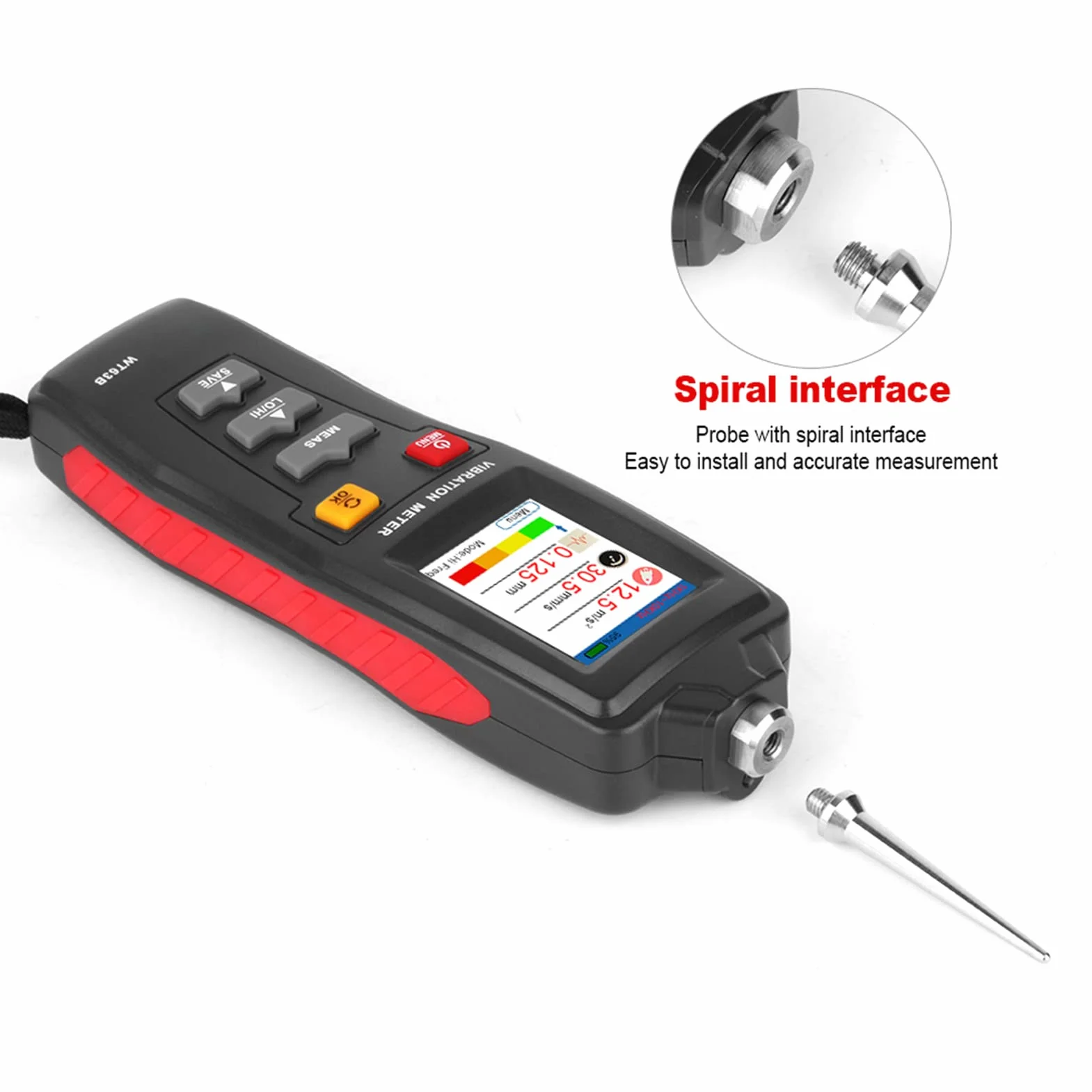 Jadeshay WT63B Vibrationsmesser, Digitales Vibrationsmessgerät, Handvibrometer, Beschleunigungsgeschwindigkeits-Verschiebungstester