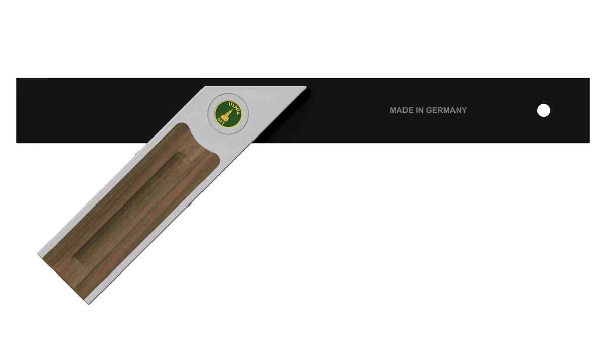 503 Präzisions Gehrmaß Alu-Line (Anreißen, Messen von festen Winkeln 45/135°, Nussbaum Holzeinlage, Griffhohlkehlen, 350 mm)