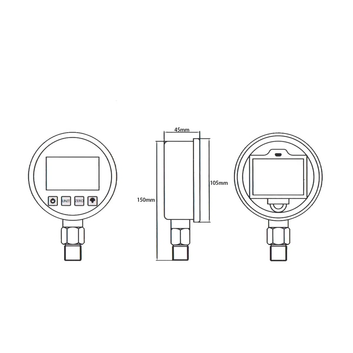 Digitales Manometer, DR3720, Durchmesser 105 mm, Edelstahl-Wasserdruckmessgerät, industrielles Messgerät(0-2.5Mpa)