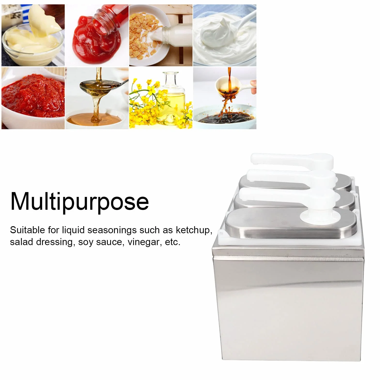 Saucenspender, 1 l, Soßenspender Pumpe, mit Sockel, Abnehmbar, für Ketchup, Salatdressing, Sojasauce, Essig, Salatdressing, Mayonnaise, für Küche Restaurant(3 Pumpen)