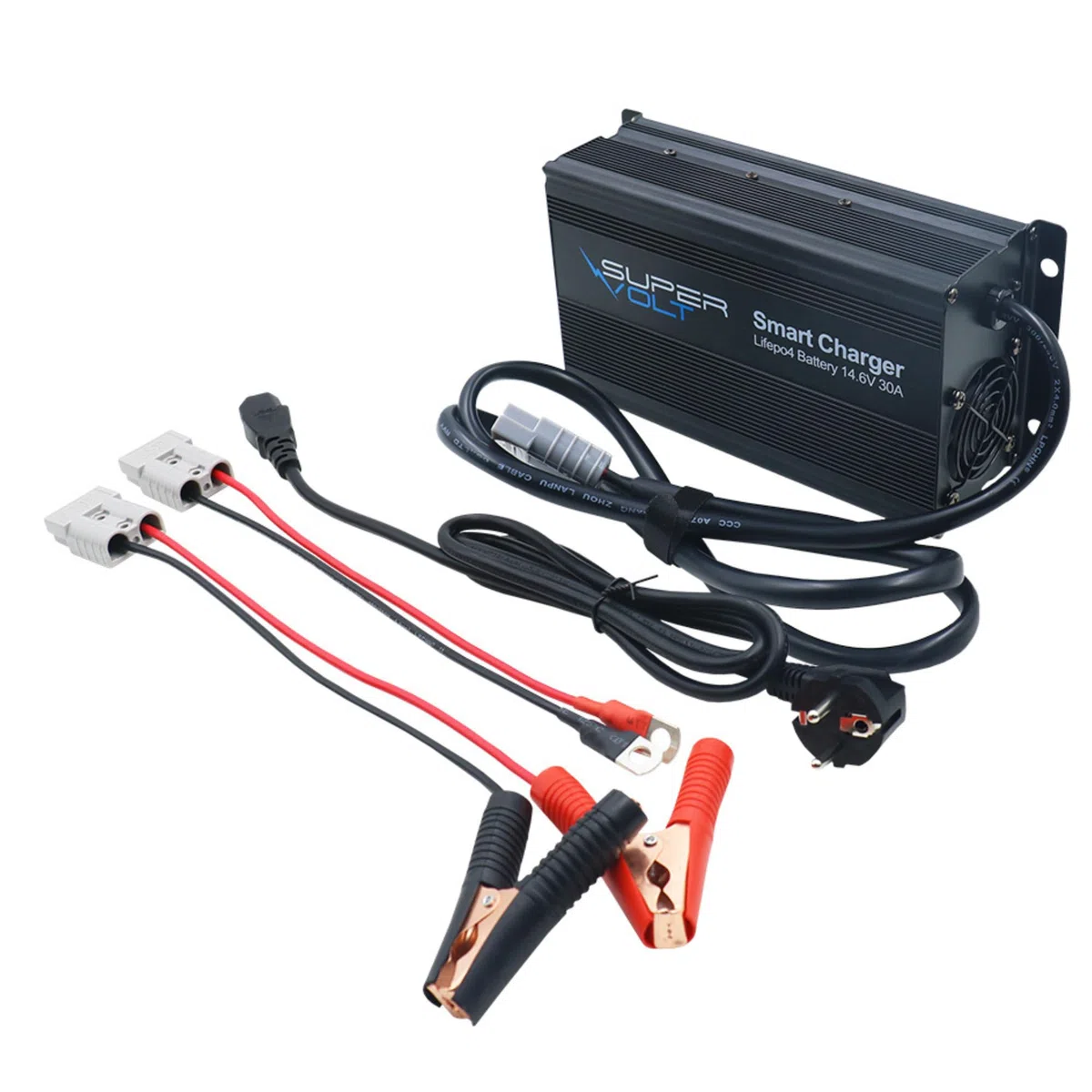 LiFePO4 Ladegerät 12V 30A | Schnelles Laden für Lithium Batterien | Plug & Play mit Anderson-Stecker & Schutzsystem | Inkl. 1,5 m AC & DC Kabel – für Wohnmobil, Boot & Solar