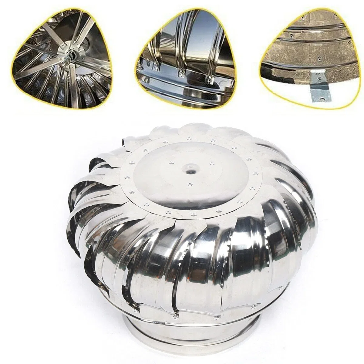 Futchoy Dachventilator Windgetrieben Dachhaube Dachentlüftung Windkraftanlage Abluft Lüftungsaufsatz drehbar 160mm