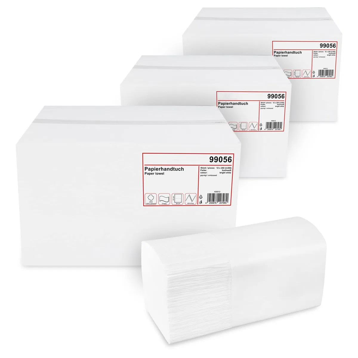 Hypafol Papierhandtücher für Spender | Zellstoff hochweiß, 2-lagig, 25 x 23 cm | 9.000 Blatt verpackt in 36 x 250 Blatt | praktischer V-Falz für Handtuchspender in Toiletten, Büros, Praxen und Studios