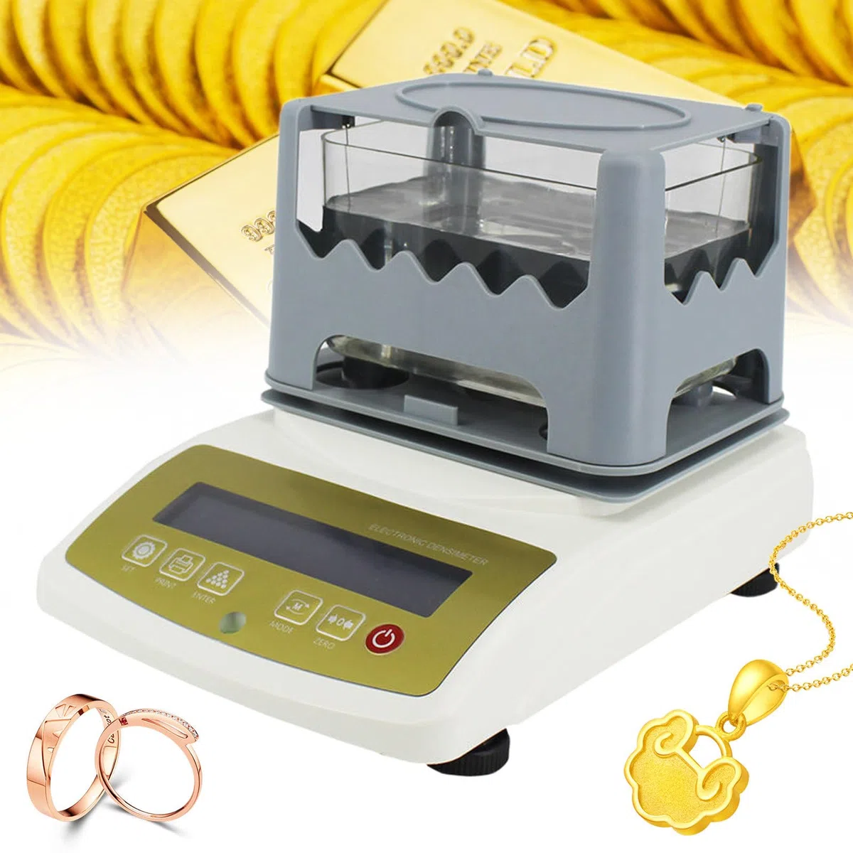 Goldreinheits-Analysegerät, Gold-K-Wert-Tester, Auflösung 0,001 g/cm³, Testgerät für K-Gold, Silber, Laborgenaue Messung für Juweliere Und Pfandhäuser MDJ-600K