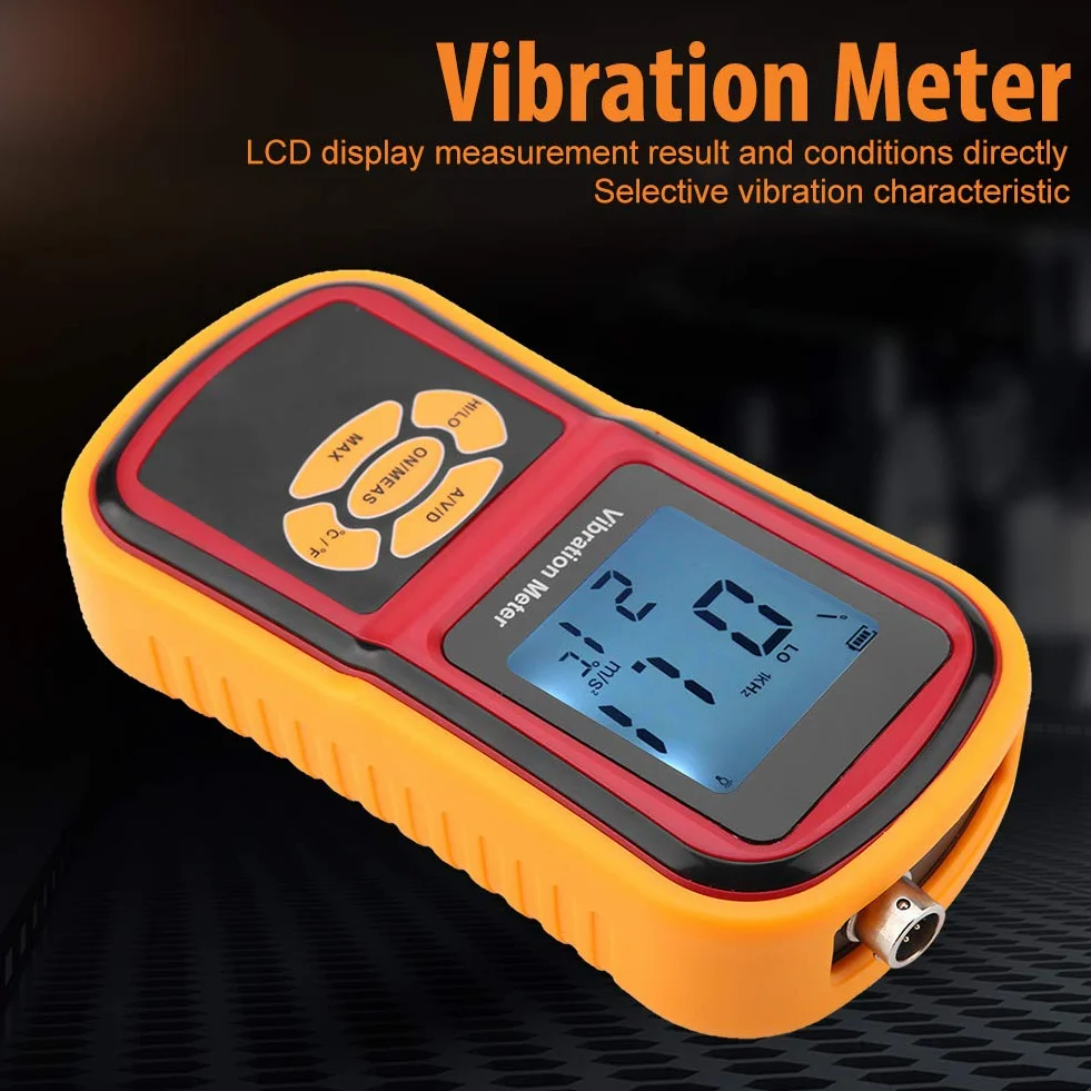 YWBL-WH Tragbares Digitales Vibrationsmessgerät GM63B mit LCD-Display, Anzeige bei Niedrigem Batteriestand, Automatischer Shoff für Mechanische Uhren, Motoren, Lüfter, Lager