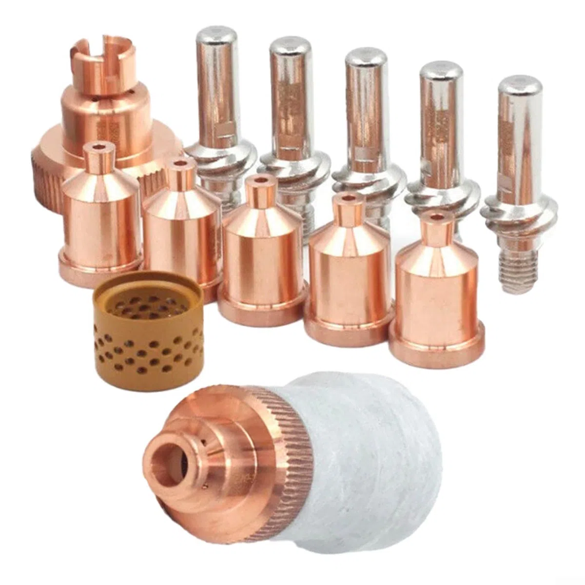 14-teiliges Plasmaschneidbrenner-Verbrauchsmaterial Set mit Elektroden Düsen Schutzkappen für LC105 für tomahawk 1538 Schweißgerät Ersatzteile KP2845-8 KP2845-1 W03X0893-66A