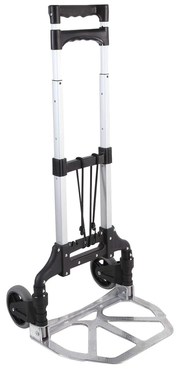 Handkarre klappbare Sackkarre Aluminium Trolley Faltbare Cart mit Teleskopgriff, 2 Gummirädern & Bungee-Seil für Gepäck, Reisen, Auto, Umzug, Airport, Einkaufen und Büro