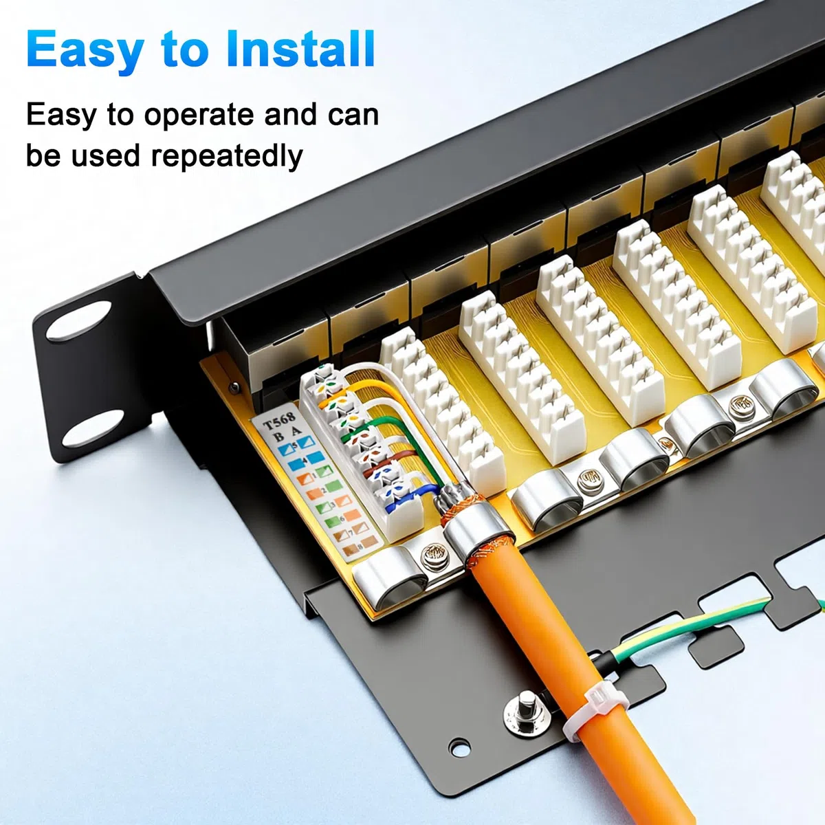 CAT 7 Patchpanel Verteilerfeld 24 Port, Geschirmtes LAN Netzwerk Patchpanel RJ45 mit LSA Leiste, 10Gbps Patchpanel 19 Zoll für Cat7/6A/6 Verlegekabel