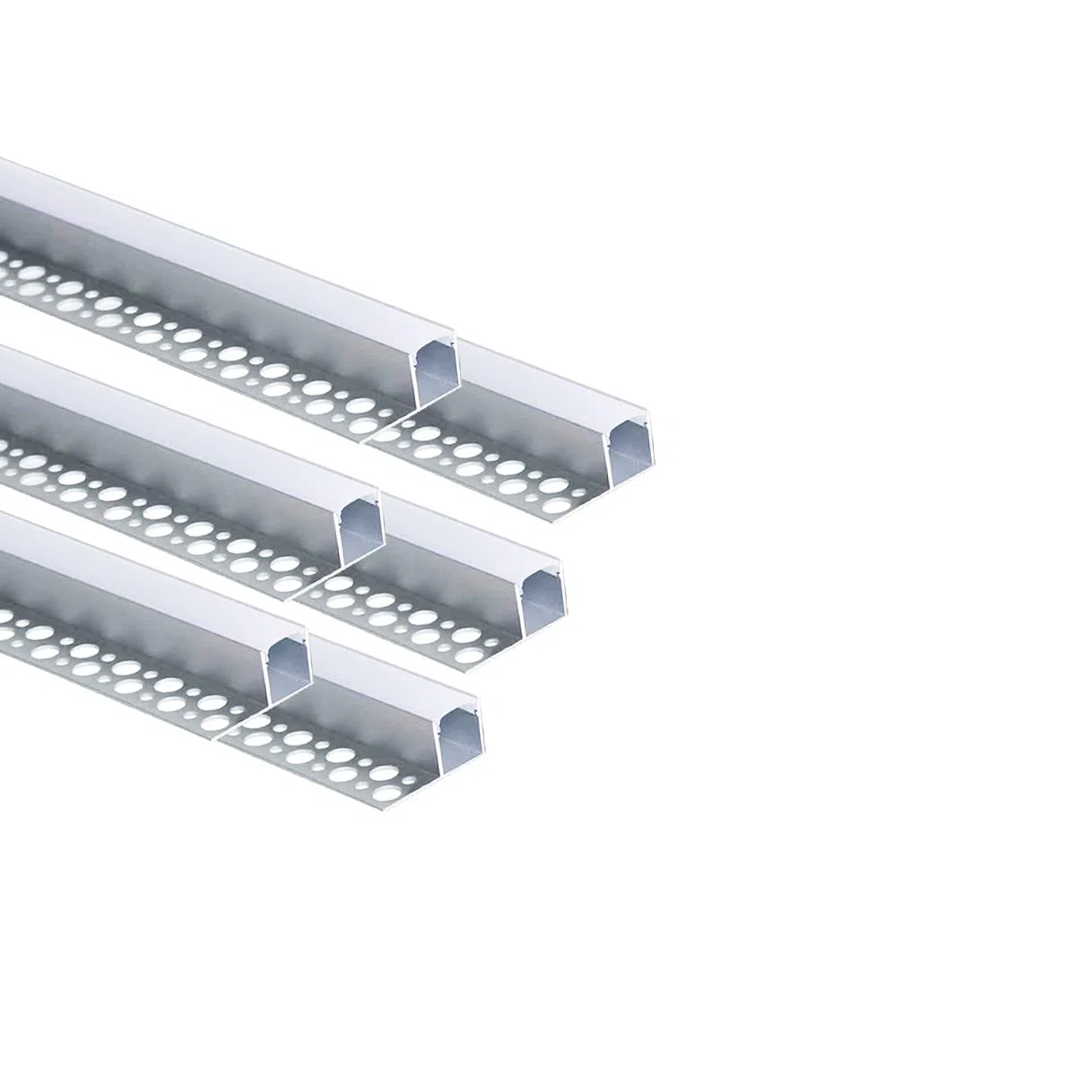 Besseto LED Fliesen Profil 6 Pack 3.3FT/1 Meter Gips Trim Rand Streifen Aluminium Profil, Trimless vertiefte Aluminium LED Fliesen Profil mit milchigen Diffusor und Endkappen