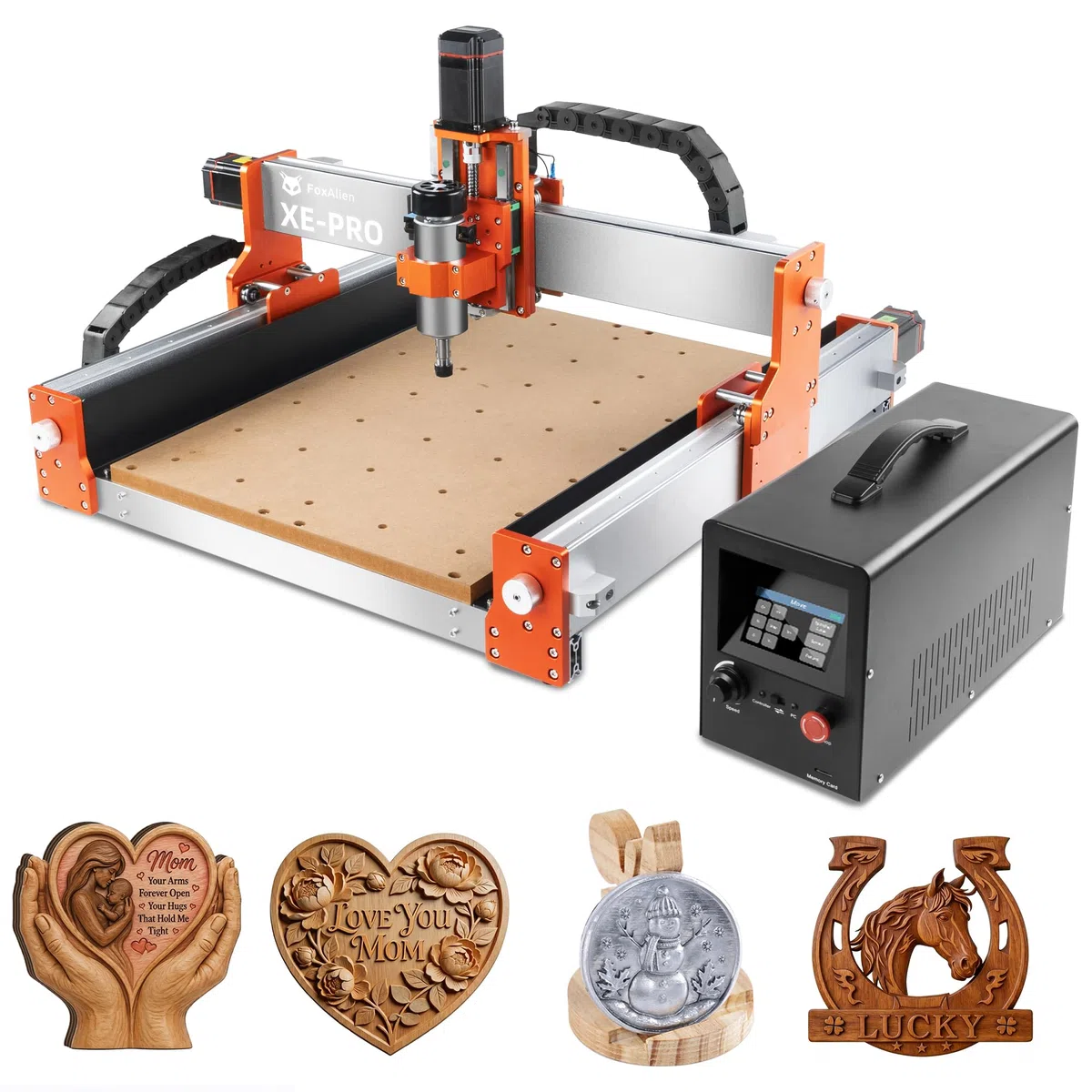 FoxAlien CNC Fräsmaschine XE-PRO mit Kugelumlaufspindeln, 400W Spindel 3-Achsen Graviermaschine für Holz-Aluminium-Schneiden Aufrüstbar auf Linearschienen(220V)